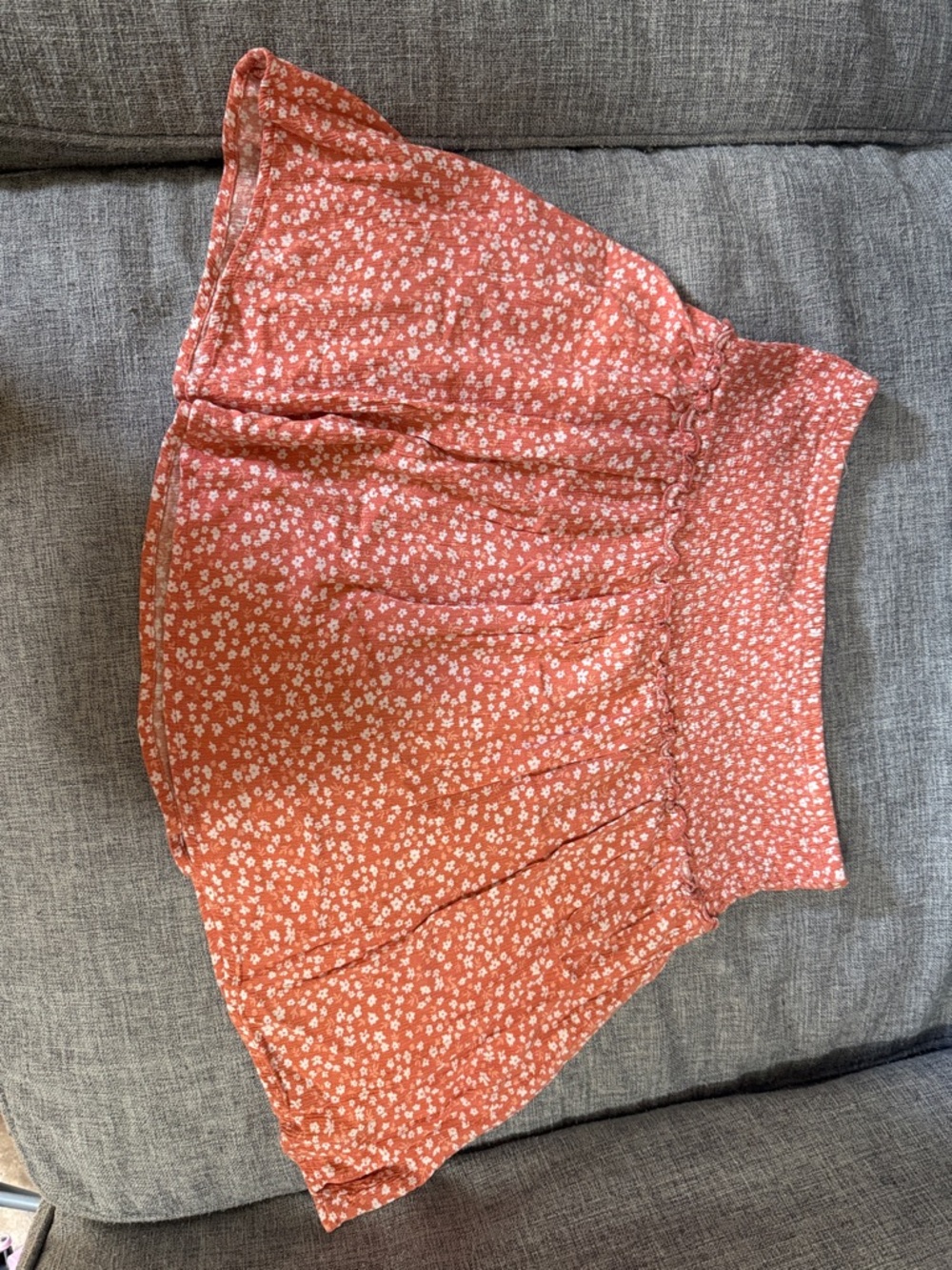 Hippie Rose Rust Floral Smocked Skater Mini Skirt